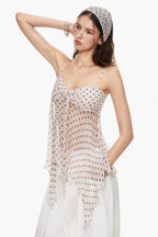 Polka Dot Halter V-Neck Tank Top