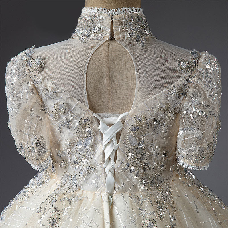 Kommunionkleid für Mädchen, Festkleid für Babys, luxuriöses Pailletten-Prinzessinnenkleid für Hochzeiten 