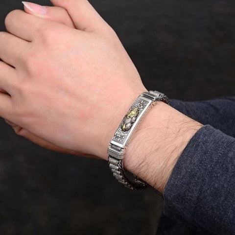 Sterling Silver Fortune Pixiu Wheels Bracelet