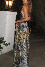 Slim Fit Lace Backless Slit Maxi Dress