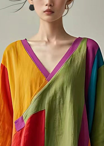 Brazalete de lino con diseño de patchwork asimétrico amarillo bohemio 