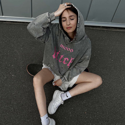 Celestia Printed Hoodie Lazy Loose Pocket Coat