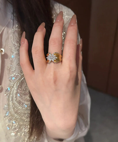 Boutique Goldlegierung Schmetterling Zirkon Ringe 