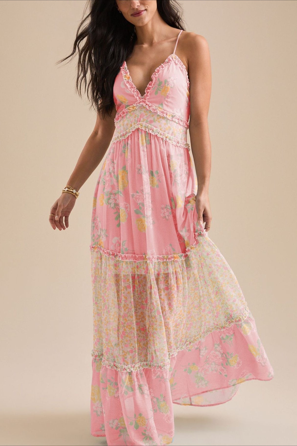 Fresh Boho Floral Cami Maxi Dress