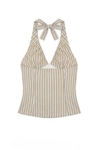 Sweet Striped Tie Backless Halter Top