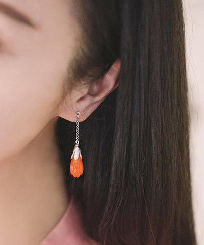 Damen-Ohrringe aus Sterlingsilber mit Jade-Quaste 