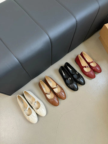 Mocasines de punta redonda para mujer, recién llegados en 2024, informales, de tacón bajo y plano, blancos, marrones, negros y rojos, sin cordones, Mary Janes, tallas 35-39 