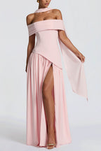 Ruched Tie Tube High Slit Cami Maxi Dress