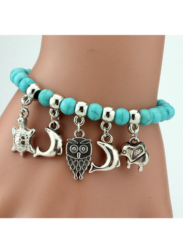 Pulsera de cruz de elefante de moda turquesa 
