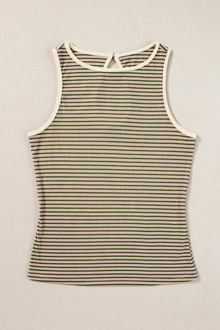 fresh green striped ribbed tank top
