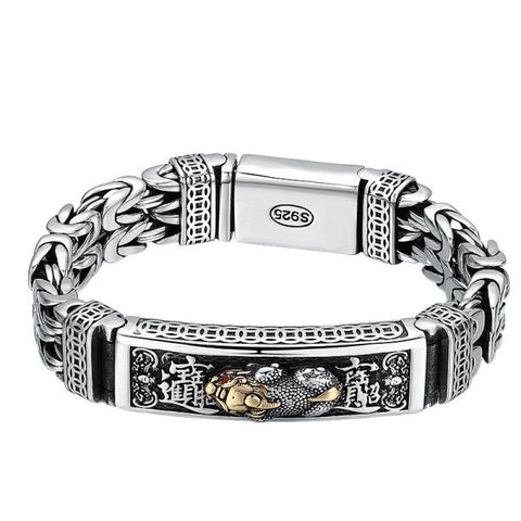 Pulsera de cadena bizantina Pixiu de plata de ley 