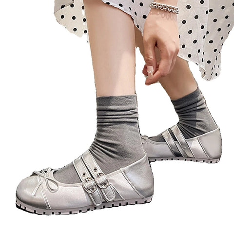 Flats Bow Ballet Dance Shoes Casual Shallow Women Sandals 2024 Fashion Autumn New Fashion Shoes Walking Female Cozy Dress Shoes
