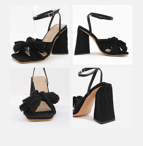 Bow Knot Chunky Heel Sandals