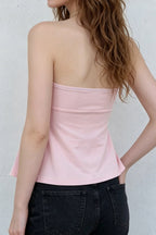 Casual Bow Pleated Floral Knit Blouse