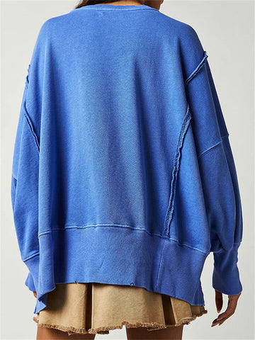 Tossy Patchwork Knit Loose Pullover Female Autumn 2023 Casual High Waist Solid Streetwear Sweater Knitwear Ladies Pullover New