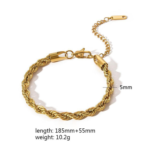 Pulseras de cadena de acero y titanio dorado con hueso de serpiente 
