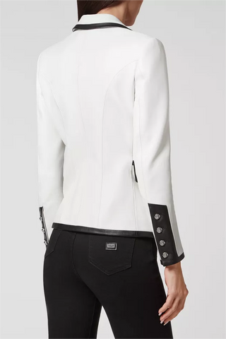 Pu Leather Rhinestone Bottom Blazer