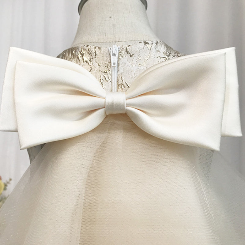 Elegantes Champagner-Paillettenkleid für Babys und Kleinkinder, ideal zur Erstkommunion oder als Prinzessinnenkleid aus Netzstoff für Neujahr 