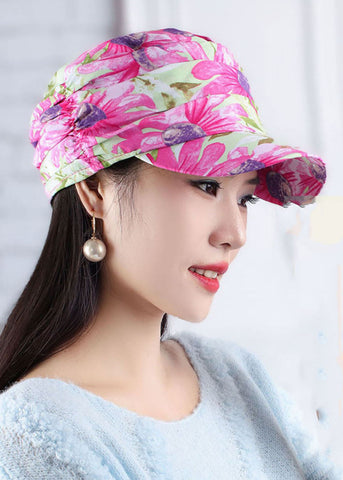 Gorra de béisbol arrugada con patchwork y estampado rosa DIY 