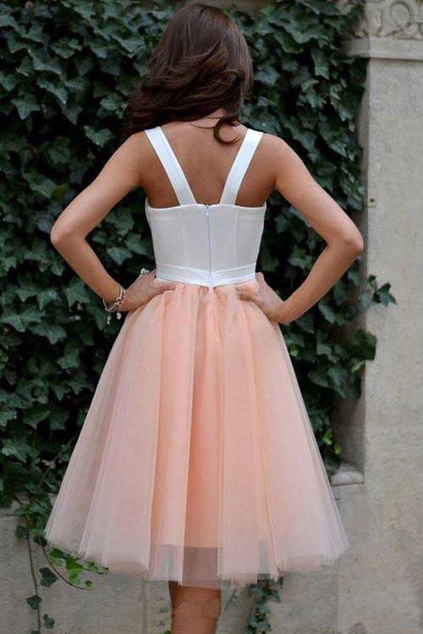 Vestido de fiesta sexy con tirantes de tul corto para baile de graduación