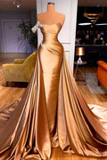 Elegantes, perlenbesetztes Meerjungfrauen-Abendkleid mit kurzer Schleppe und One-Shoulder-Schulter