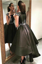 Elegantes modernes funkelndes, perlenbesetztes High-Low Organza-Heimkehrkleid