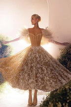 Chic Off-the-shoulder Ankle Length Sweetheart Lace Wedding Dress