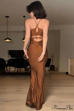 Chic Solid Cami Tube Slim Backless Maxi Dress