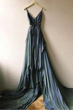Chiffon Rustikale Hochzeitskleider Strandbrautkleid mit Schleppe