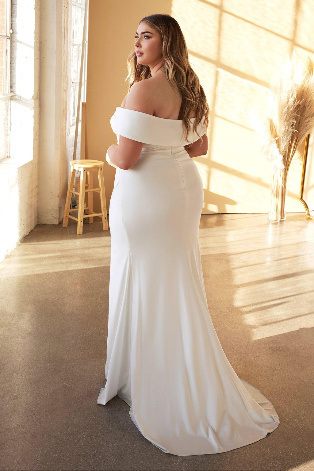 Off Shoulder Plus Size Wedding Dress