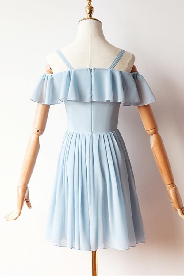 Vestido de fiesta corto de gasa con mangas frías