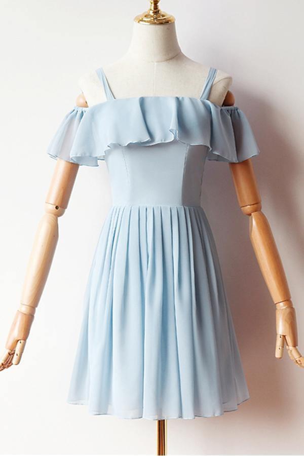 Vestido de fiesta corto de gasa con mangas frías