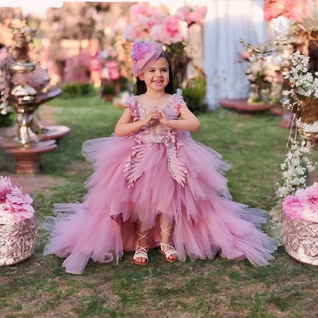 Sommerkleid für Mädchen, luxuriös, mit Schwanenschwanz, Prinzessinnenkleid, Festkleid, Kommunionkleid 