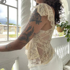 Coquette Lace Sheer Babydoll Vintage Crop Top