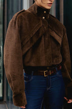 Corduroy Biker Style Elegant Casual Coat