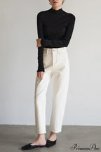 CorpCore Seamless Mock Neck Wool Knit Top