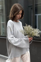 Cotton Loose Fit Off-Shoulder Knit Sweater