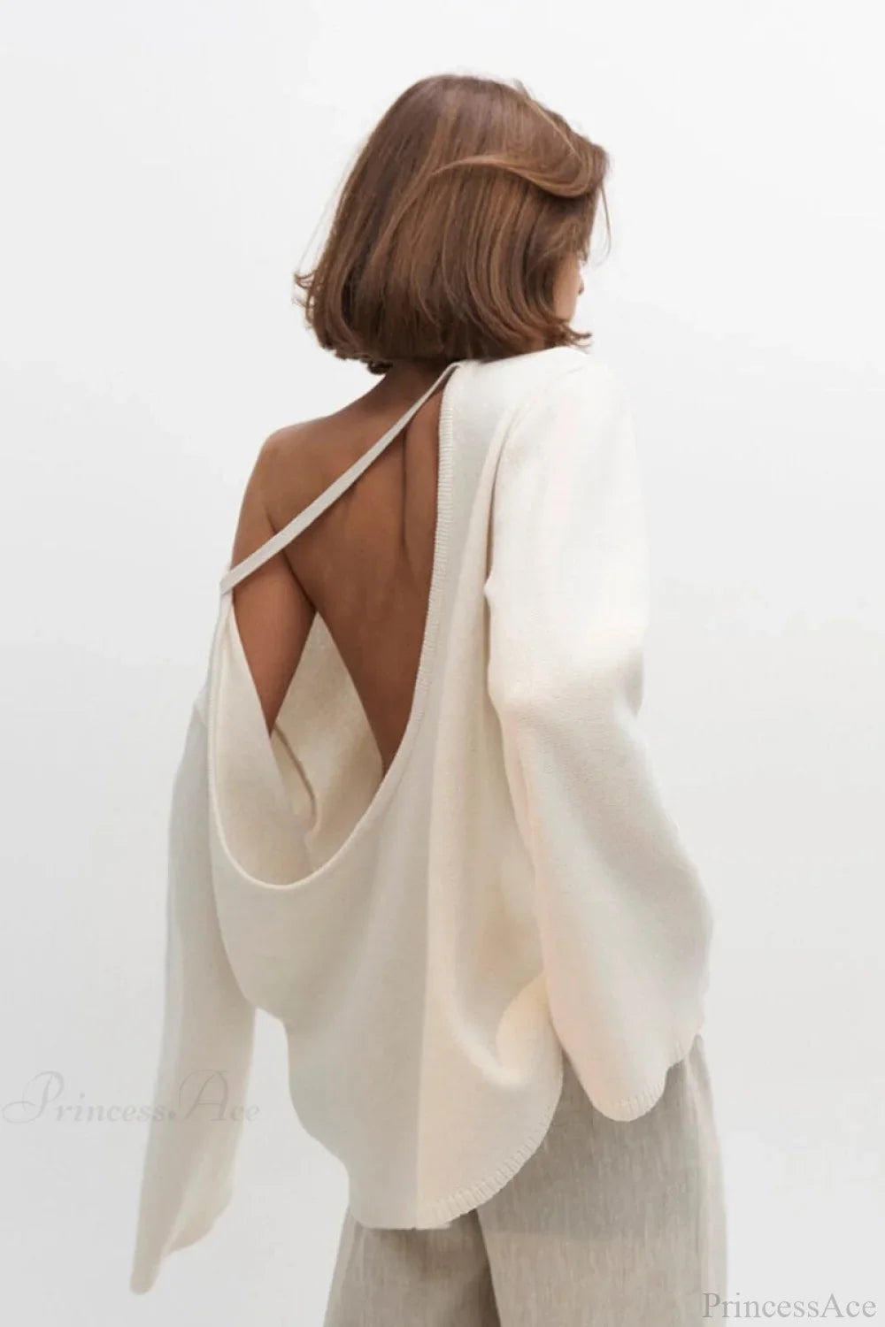 Cotton Loose Fit Off-Shoulder Knit Sweater