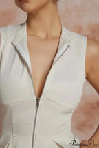 Cotton Zippered Sleeveless Pocket Maxi Dress