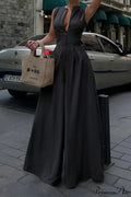 Cotton Zippered Sleeveless Pocket Maxi Dress