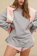 Crew Neck Solid Minimalist Relaxed Sweatshirt