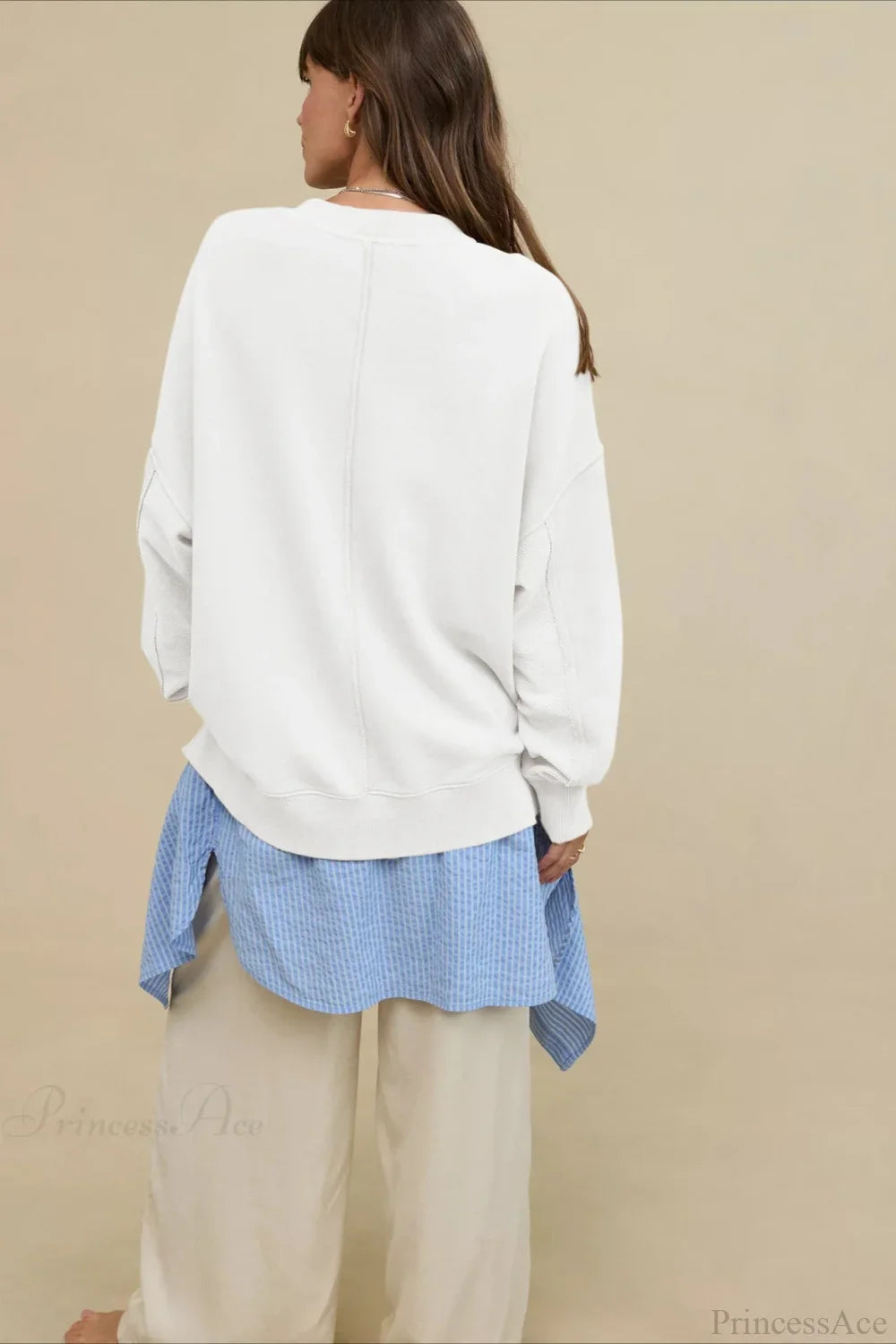 Crew Neck Solid Minimalist Relaxed Sweatshirt