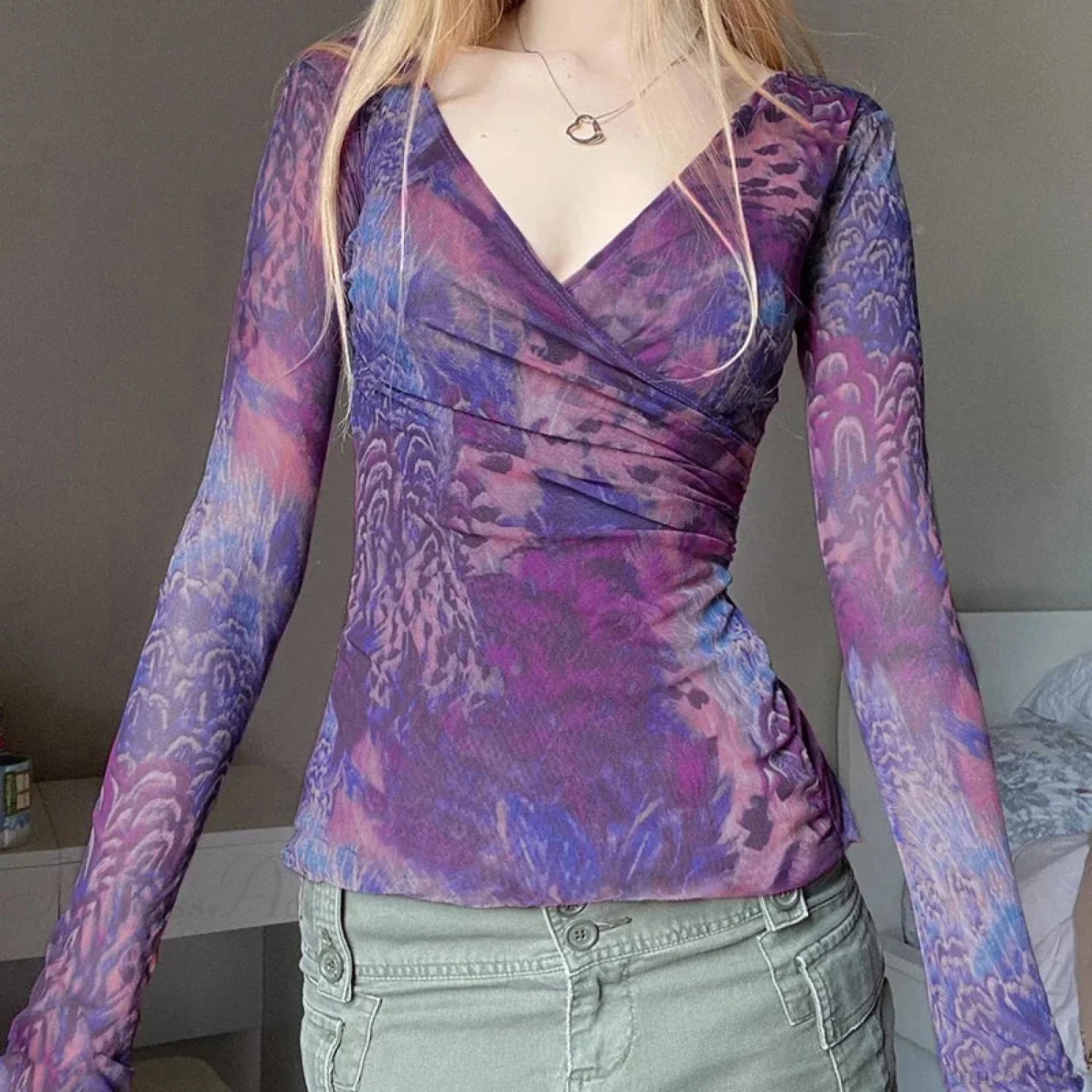 Cross V-neck Knit Top