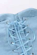 Cup Faux Denim Bustier Slim Tank Corset