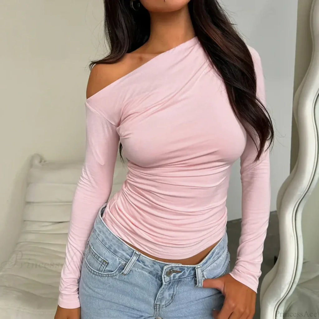 Custom Design Casual Boat Neck Off Shoulder Slim Crop Knit Top