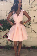 Custom Made V Neck Short Prom Dress Pink V Neck Homecoming Dress