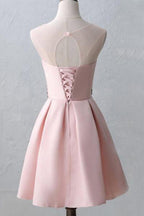 Cute Illusion Scoop Short Homecoming Dresses