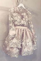 Lindo vestido de fiesta de bienvenida de manga larga, vestido corto de fiesta de graduación, vestido de fiesta