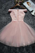 Bonito Vestido Corto de Fiesta de Encaje y Tul Vestido de Regreso a Casa