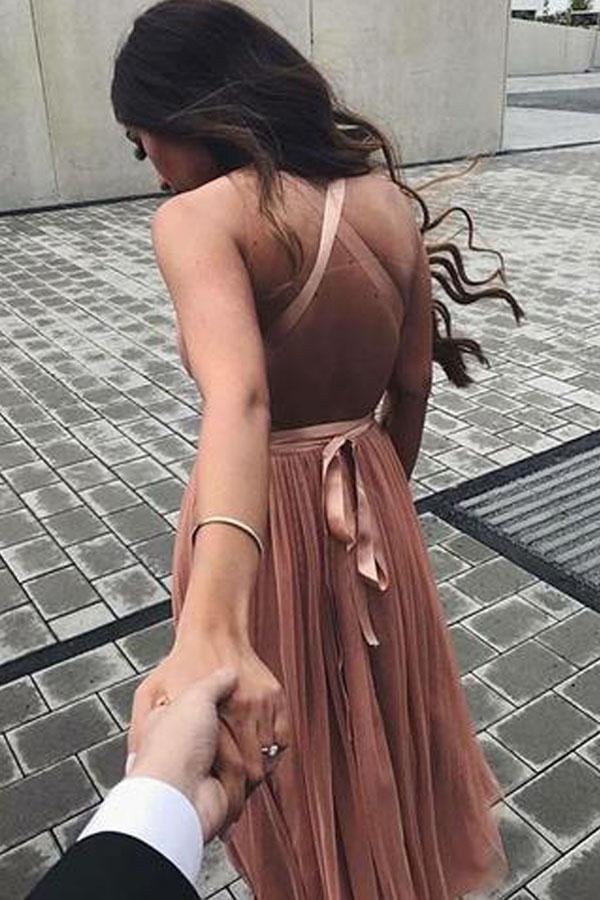 Süßes V-Ausschnitt Tüll Kurzes Ballkleid Homecoming Kleider